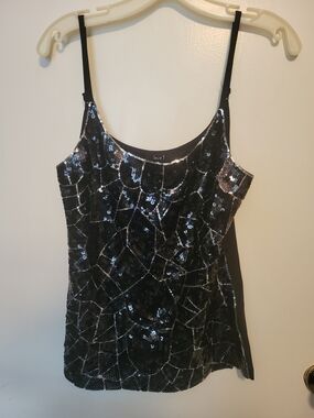 Black Sequin Spiderweb Camisole